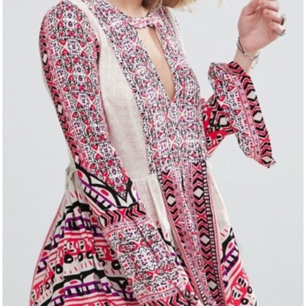 Bohemian Pink Patterned Dress